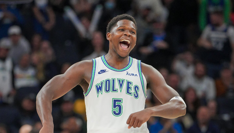 Anthony Edwards career stats infographic Minnesota Timberwolves 2024 season highlights