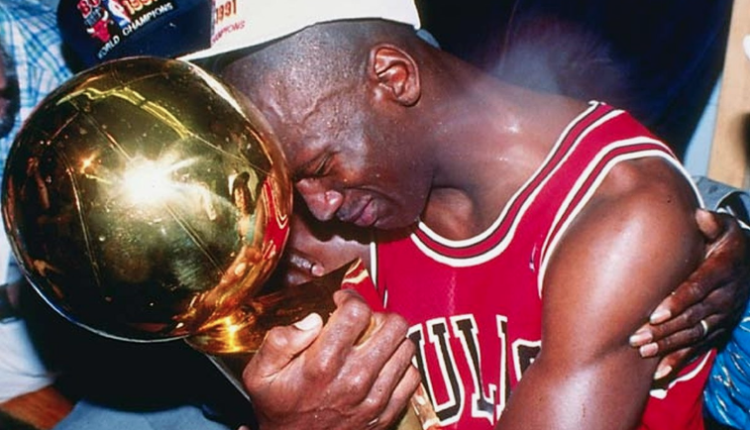 Michael Jordan championship celebration Chicago Bulls 1998 NBA Finals